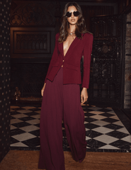 L'Agence Chamberlain Knit Blazer in Dark Port