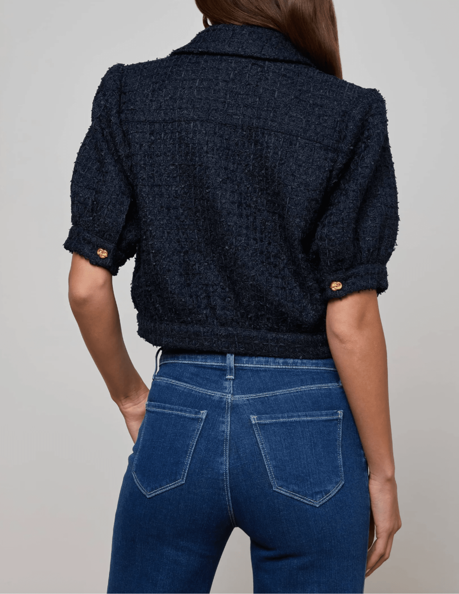L'Agence - PRE-ORDER-L'AGENCE Cove Tweed Short Sleeve Jacket - Buy Online