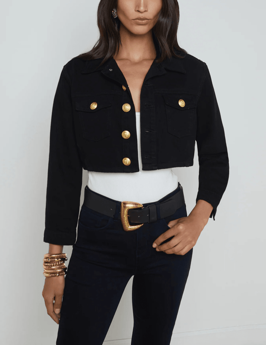 L'Agence Genevie Cropped Denim Jacket