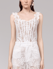 PRE-ORDER-Giuseppe Di Morabito Square Neck Lace Bustier in Off White