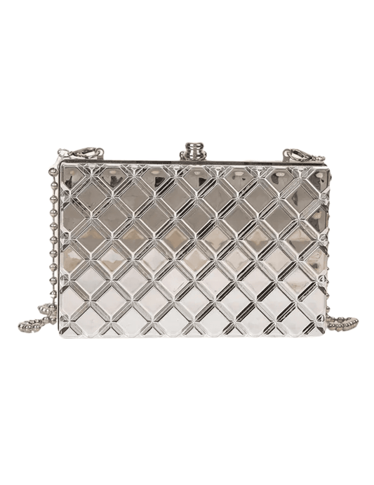 Fleur de Camélia Metallic Geometric Clutch