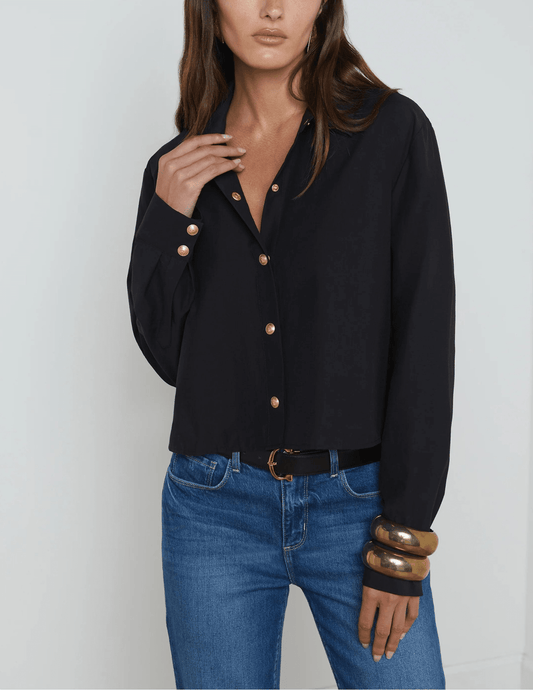 L'Agence Cosette Cropped High Low Blouse