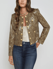 L'Agence Jayde Collarless Leather Jacket