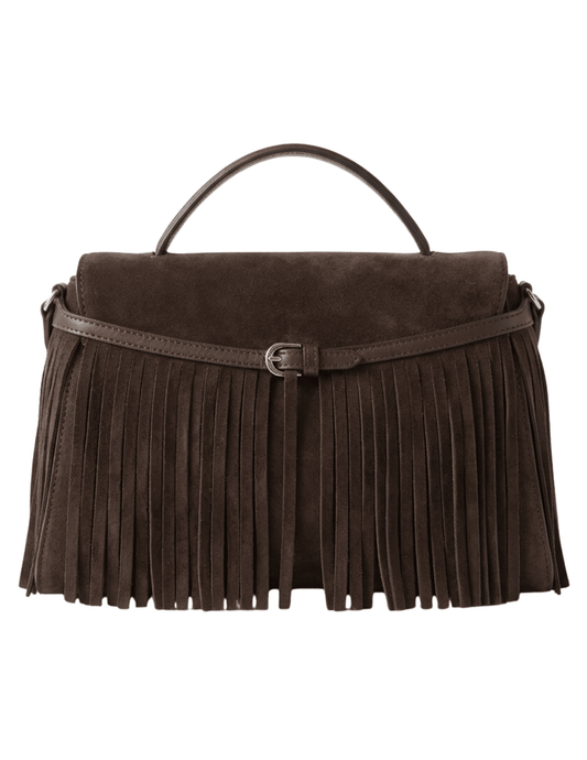 Austin Blaze Shirley Suede Fringe Top Handle Bag in Chocolate