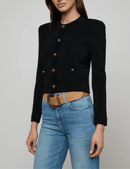 L'AGENCE Patsy Cropped Cardigan in Black