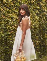 PRE-ORDER-L'AGENCE Amora Pearl Strap Shift Dress in Ivory