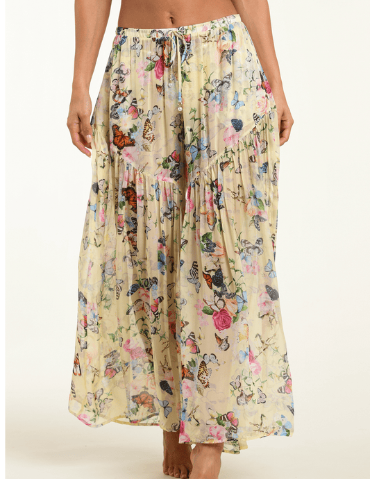 L'Agence - PRE-ORDER-L'Agence Sharon Cover-Up Pant In Pale Yellow Garden Butterflies - Buy Online