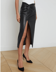 L'Agence Lilou Vegan Leather Twist Front Skirt