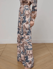 L'Agence - PRE-ORDER-L'AGENCE Nova Pleated Wide Leg Pant in Tan Multi Western Toile - Buy Online