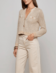 L'AGENCE Blanca Sequin Cropped Sequin Cardigan