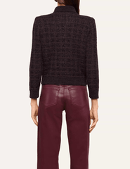 L'Agence - L'AGENCE Morrigan Tweed Cardigan in Dark Java Black Burgundy - Buy Online
