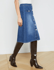 L'Agence Landry Button Front Denim Skirt