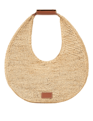 STAUD Large Moon Raffia Tote Bag