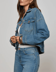 L'AGENCE Vianney Hi-Lo Denim Jacket in Fargo