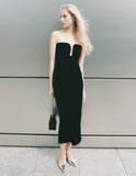 Self-Portrait Velvet Strapless Midi Dress