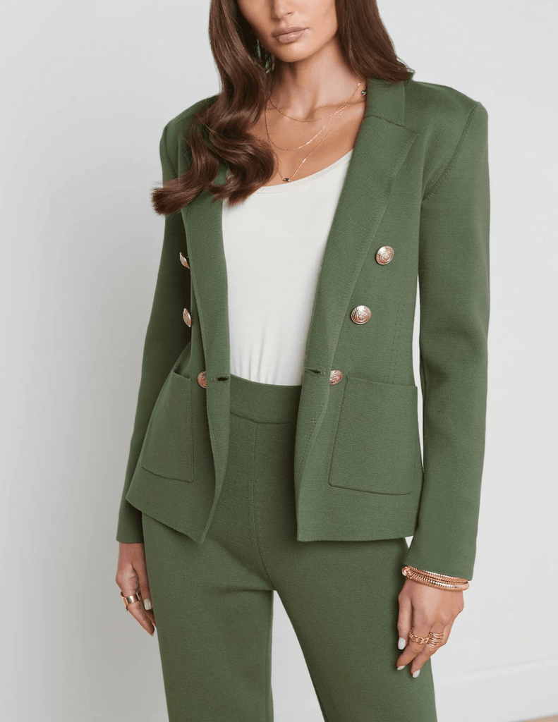 L'Agence Kenzie Knit Double Breasted Blazer