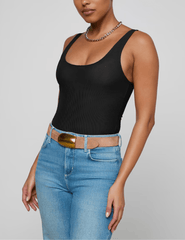 L'AGENCE Kalea Scoop Neck Mesh Bodysuit