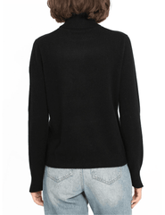 Minnie Rose Cashmere Turtleneck Slit Sleeve Pullover