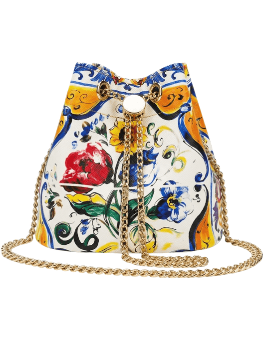 St. Barths La Robe - PRE-ORDER-St. Barths La Robe Gina Mini Bucket Bag in Floral Mediterranean Tile - Buy Online