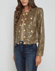 L'Agence Jayde Collarless Leather Jacket