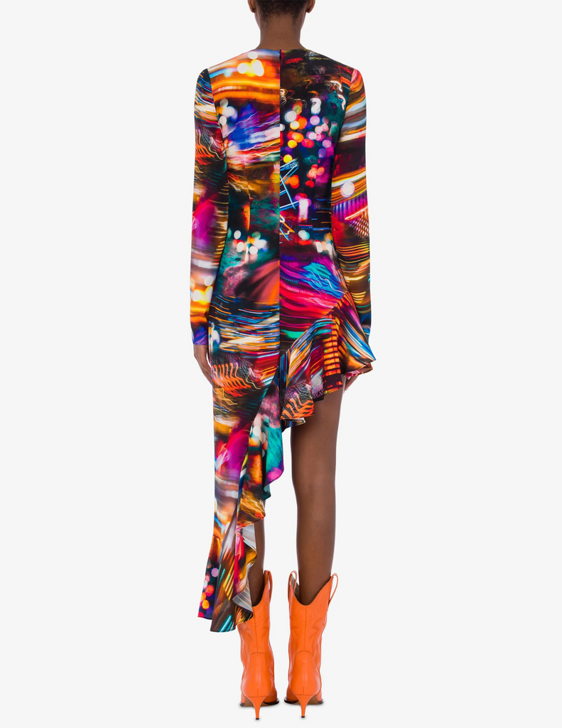 Moschino Jeans City Print Asymmetrical Dress