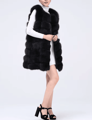 Steven Dann Adriana Fox Fur Long Vest in Black