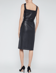 L'Agence Idy Vegan Leather Button Front Midi Dress