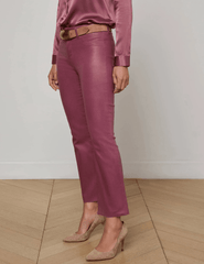 L'Agence - L'AGENCE Kendra High Rise Cropped Coated Jeans in Deep Mauve - Buy Online