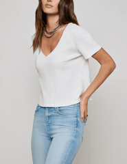 L'Agence Carly Short Sleeve V-Neck Tee