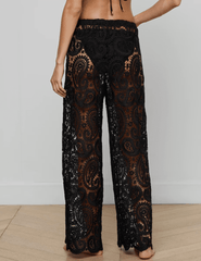 L'Agence Geraldine Crochet Cover-Up Pant in Black