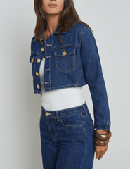 L'Agence Genevie Cropped Denim Jacket