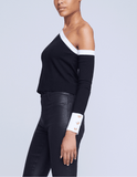 L'Agence Maeva One Shoulder Color-block Pullover Sweater