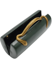 Austin Blaze Irisa Serpent Leather Clutch in Forest