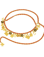 PRE-ORDER-Fleur de Camélia  Leather Charm Chain Belt