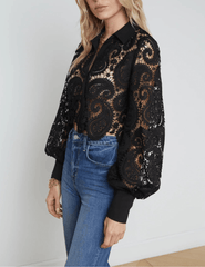 L'Agence Odelia Cropped Lace Blouse