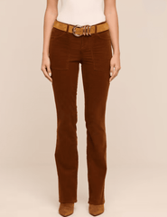 Front view of L'AGENCE Saffia High Rise Corduroy Jeans in Java