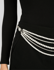 Retrofête Chloe Pearl Rhinestone Chain Belt