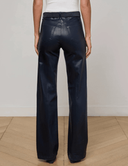 L'Agence - L'AGENCE Clayton High Rise Wide Leg Coated Jeans in Deep Midnight Coated - Buy Online