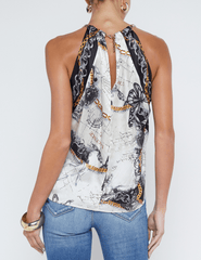 L'Agence Tillie Chain Neck Scarf Top