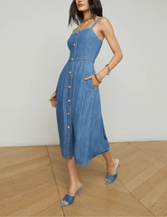 L'Agence Esmerelda Chambray Midi Dress