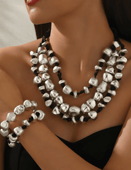 Austin Blaze Zya Chunky Beaded Necklace in Black and Silver