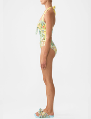 Camilla - PRE-ORDER-Camilla Tie Front Halter One Piece With Gathered Sides - Buy Online