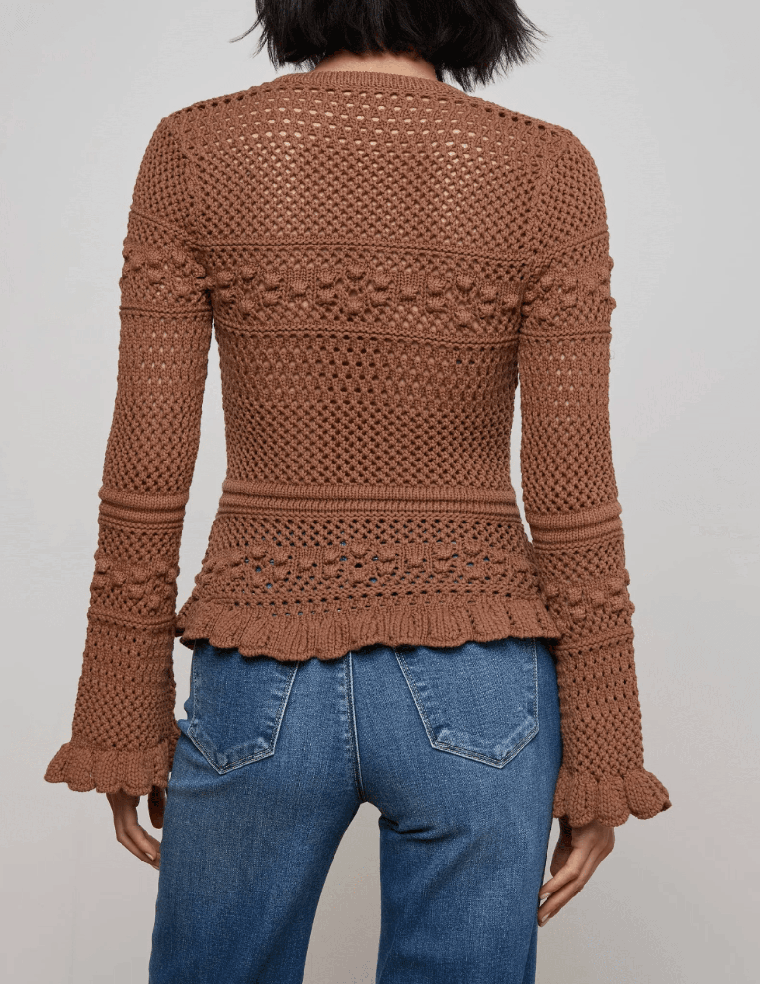 L'Agence - PRE-ORDER-L'AGENCE Kiva Open Stitch Ruffle Cardigan - Buy Online