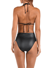 L'Agence Annabelle Faux Leather Triangle Bikini Top