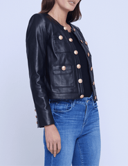 CORE-L'Agence Jayde Collarless Leather Jacket