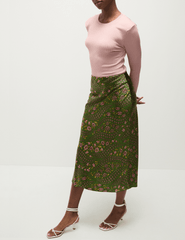 PRE-ORDER- Veronica Beard Clover Stretch Silk Midi Skirt