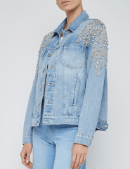 PRE-ORDER-L'Agence Mack Embellished Oversized Denim Jacket