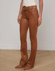 L'Agence - L'AGENCE Selma High Rise Baby Boot-Cut Coated Jeans In Cognac Coated - Buy Online