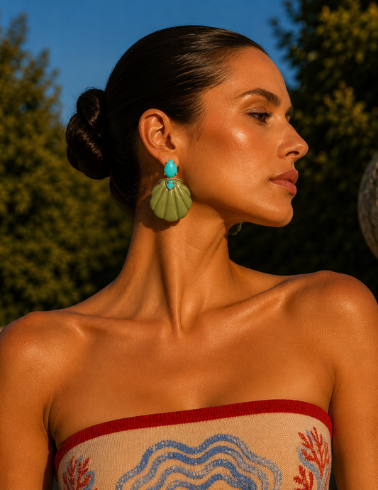 PRE-ORDER-St. Barths La Robe Adrina Turquoise Seashell Earring
