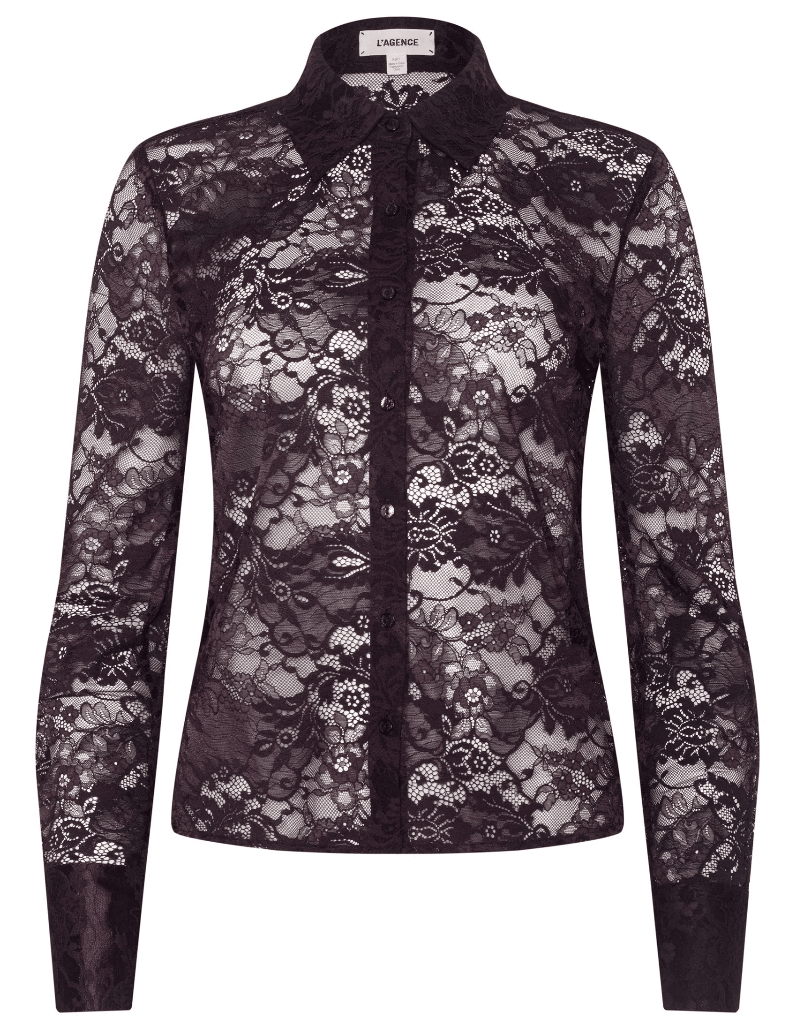 L'Agence - L'AGENCE Maia Lace Blouse in Dark Malbec - Buy Online